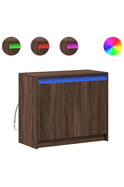 vidaxl Dulap cu LED, stejar maro, 72x34x61 cm, lemn prelucrat