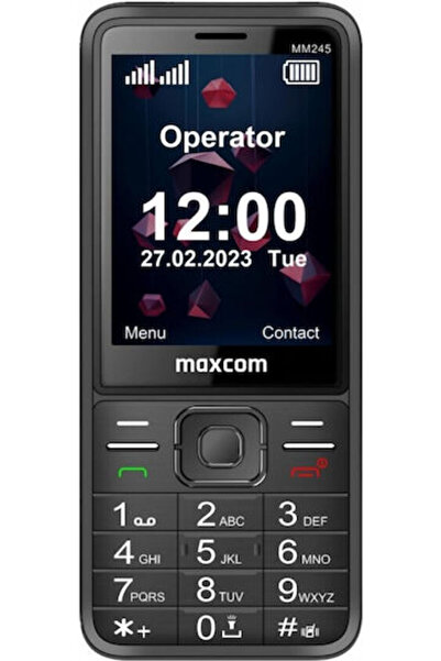 MAXCOM MM245 4G Κινητό τηλέφωνο διπλής SIM με πλήκτρα (Αγγλικό Μενού) Μαύρο