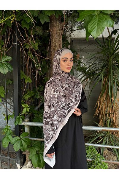 ARZU SEMA Novera Pattern Ecru Bamboo Crush Shawl 75X185 cm