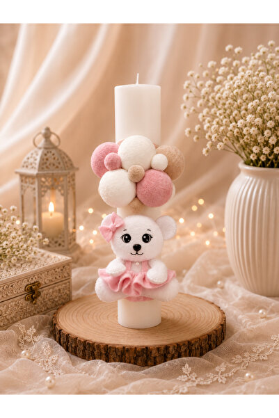 BUTERFLYMODEM Lumânare de Botez Pink Teddy
