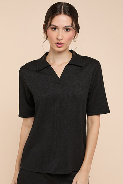 R&B Textured Polo T-Shirt with Short Sleeves
