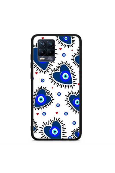 Other Realme 8 Heart evil eye beads Black Glossy Θήκη