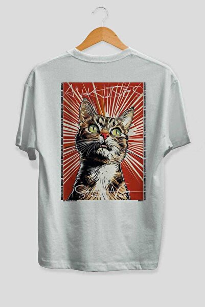 Ankhises For the Love of Cats 60 Cats Printed White Oversize T-Shirt 100% Cot...