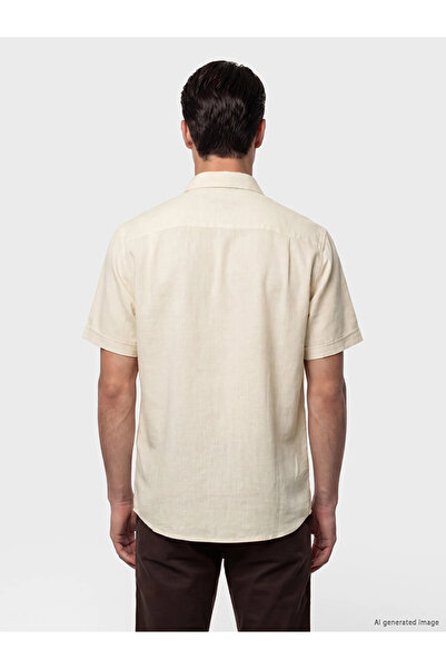LC Waikiki Beige Regular Fit Dobby Men's Shirt