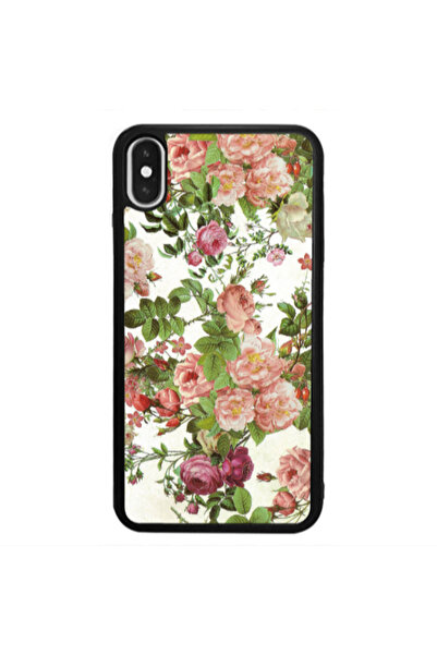 Other Apple iPhone Xs Max Pink roses 2 Black Glossy Θήκη