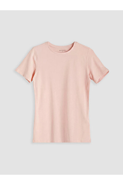 LC Waikiki Pink Crew Neck Slim Fit Women's T-Shirt