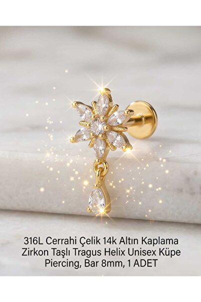 Lunexa 316L Cerrahi Çelik Altın Kaplama Kararmaz Alerji Yapmaz Zirkon Taş Fig...