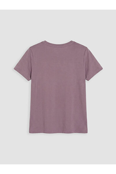 LC Waikiki Pink bicycle collar soft touch women's t-shirt