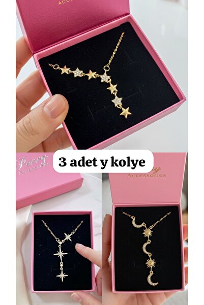 perry accessories 3 قطع من مجموعة قلادات على شكل حرف Y من الفولاذ المقاوم للص...