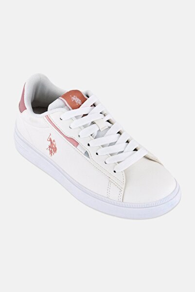 U.S. Polo Assn. Kids Girl Embroidered Logo Lace Up Shoes, White