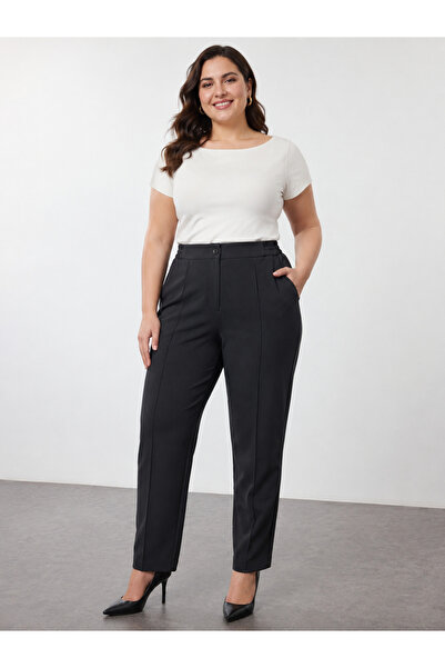 HAYAL COLLECTİON Hayal 28606-26 Women's Elastic High Waist Fabric Trousers Pl...