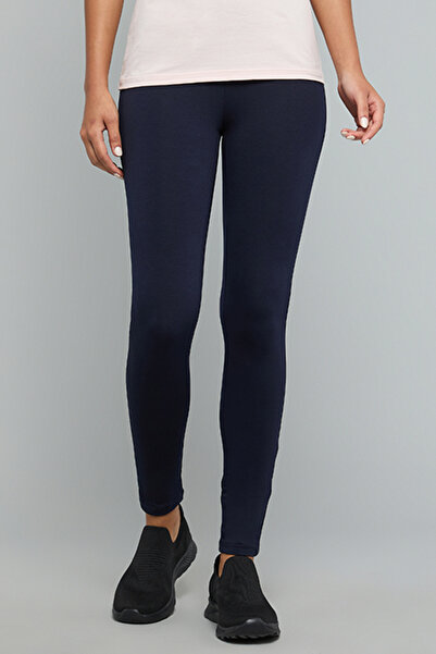 R&B Solid Leggings with Elastic Waist