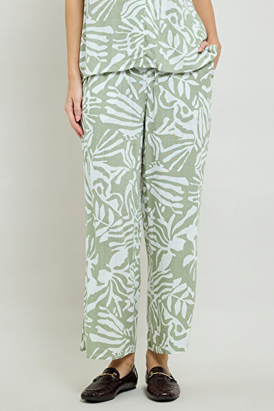 R&B Patterned Straight Fit Pants with Drawstring Waist