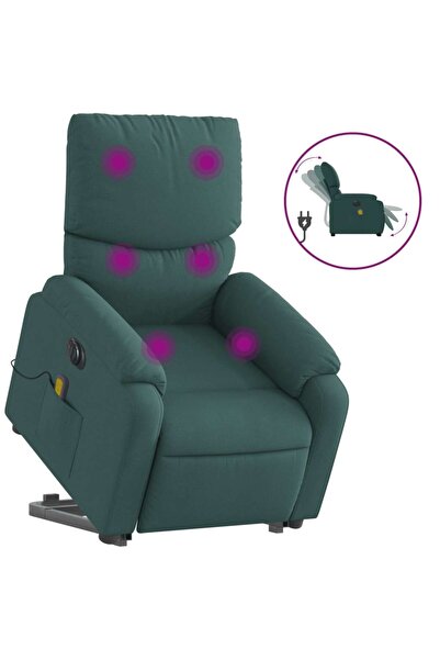 vidaxl Fotoliu electric masaj rabatabil / ridicare verde închis textil
