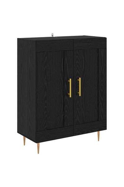 vidaxl Bufet Stejar Negru 69,5 x 34 x 90 cm Lemn Ingineresc și Fier