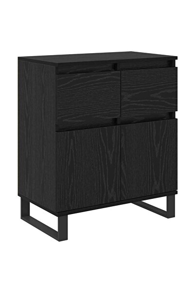 vidaxl Bufet Stejar Negru 60 x 35 x 70 cm Lemn Ingineresc și Fier