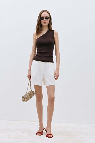 Suud Collection Ecru Mia Pleated Shorts