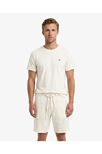 Gant Erkek Beyaz Bisiklet Yaka Regular Fit Logolu T-Shirt