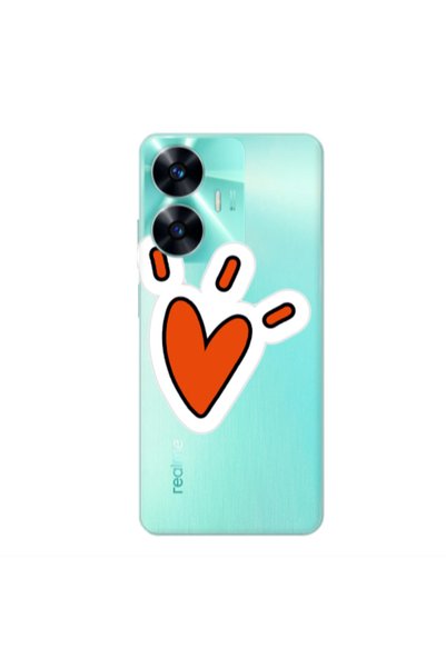 Other Realme C55 Red heart Transparent Silicone TPU Θήκη
