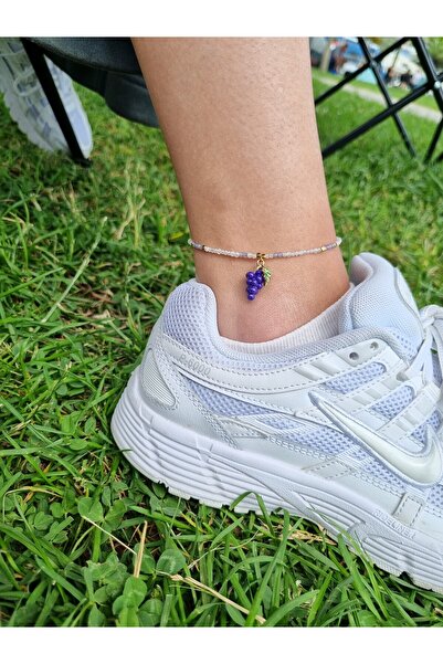 NEMOR STUDIO Grape Figured Natural Stone Anklet |   2 mm Moonstone & Cat's Eye Stone