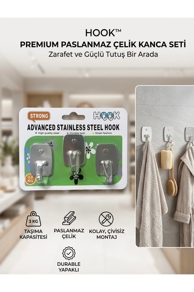 BANYO HAVLU VS ASKI APARATI 3 LÜ KENDİNDEN YAPIŞKANLI