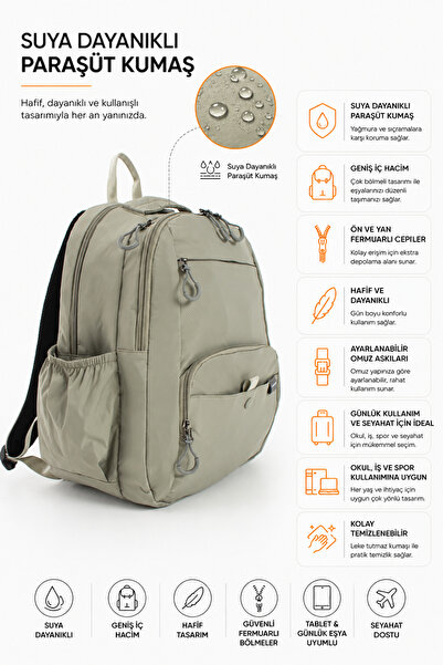 Sanmorris Water Resistant Multi-Compartment Satin Imported Parachute Fabric D...
