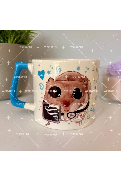 westartic Sad Üzgün Hamster - Meslek: Radyolog (Radiologist) Kupa Bardak Fincan