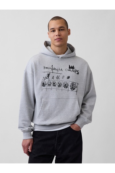 GAP Erkek Gri Jean-Michel Basquiat Heavyweight Sweatshirt