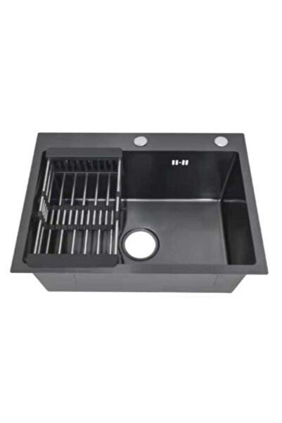 Wonderful-kitchens حوض مطبخ من ستانلس ستيل 304 نانو اسود بدون خلاط 44*44 cm