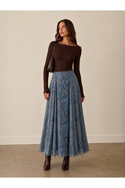 Avakado Ethnic Patterned Chiffon Skirt