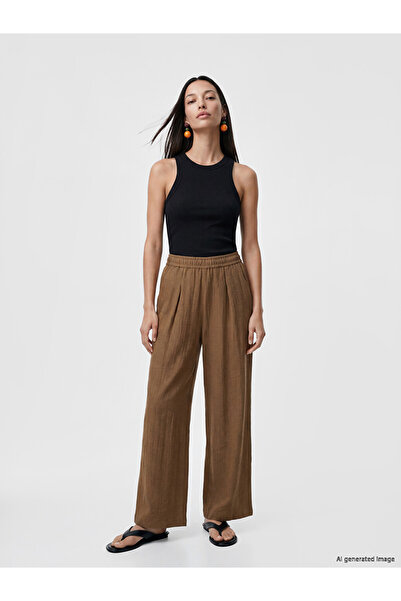 LC Waikiki Esvab • Modern & Distinctive Women's Textured Pants with Waist Cord