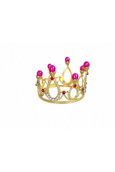 OEM Coronita aurie cu perle fucsia si accente roz