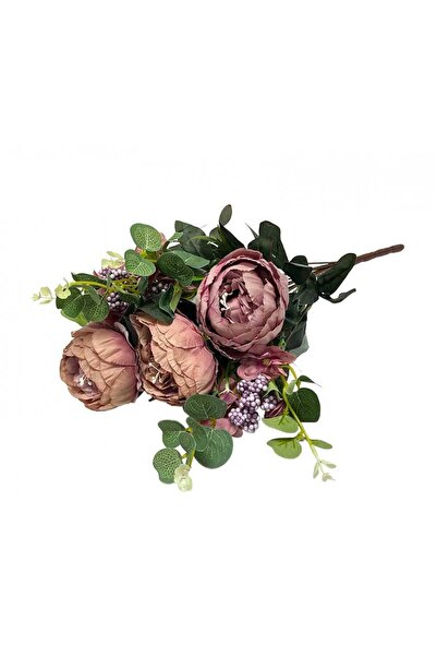 OEM Buchet Bujori cu Margele Artificial Mov Prafuit