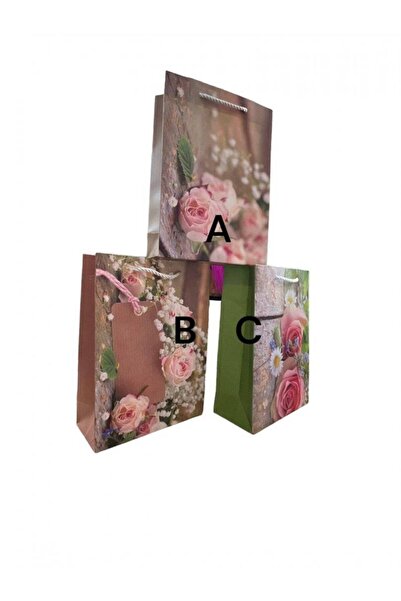 OEM Pink Roses Gift Bags 12/ Top Bottom Set 16.5X8X24 \"C\"