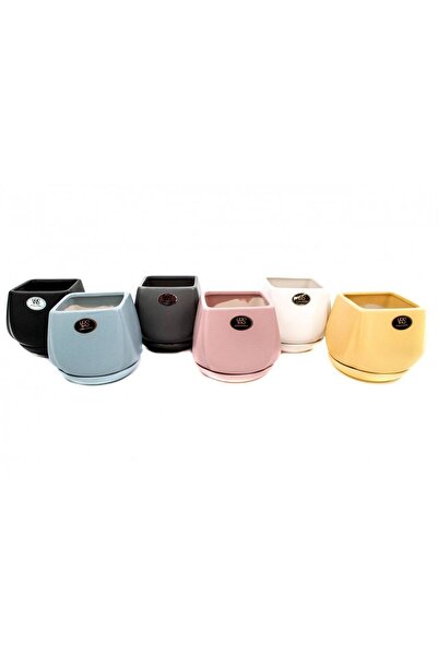 OEM Ceramic Flower Pot Round Bottom and Square Top Blue