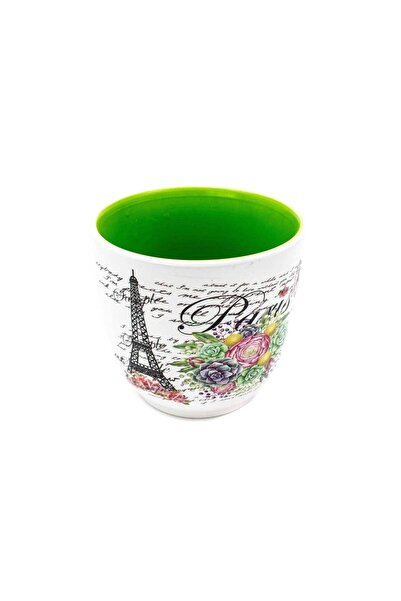 OEM Ghiveci flori Din Ceramica Cu Interiorul Colorat Verde