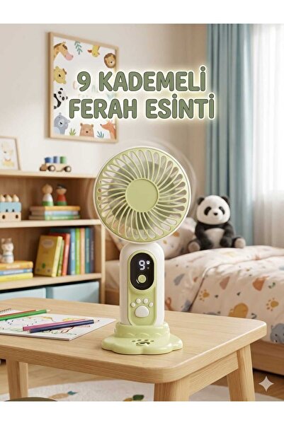 NO NAME Pati Detaylı 9 Kademeli Taşınabilir El Fanı.