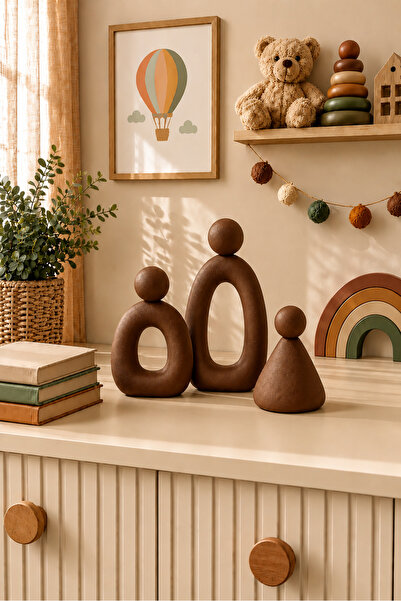 Minima Art Studio Minimal 3’lü Soyut Aile Biblo Seti Dekoratif Obje Modern Bo...