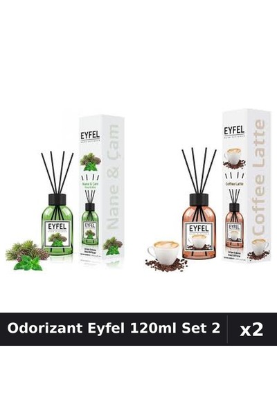 Eyfel Set 2 Odorizant Camera Betisoare 120ml - Pin Si Menta, Cafea
