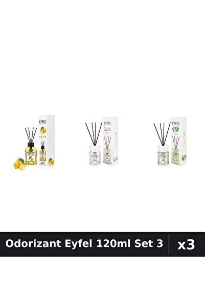 Eyfel Set 3 Odorizant Camera Betisoare 120ml - Lamaie, Bumbac, Iasomie