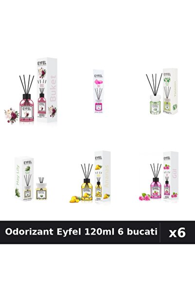 Eyfel Set 6 Odorizante Camera Betisoare - 6 Arome Asortate, 120ml Parfum