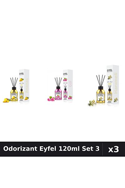 Eyfel Set 3 Odorizant Camera Betisoare 120ml - Ananas, Trandafir, Mana Maicii