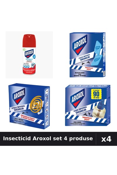 Aroxol Set 4 Insecticid - Spray 100ml, Pastile 30+10 buc, Aparat 45 nopti - P...