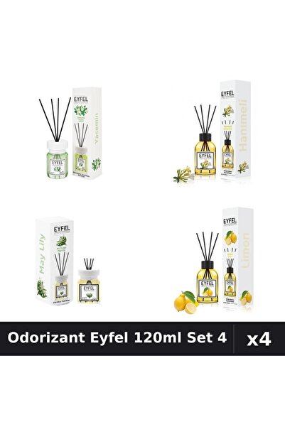 Eyfel Set 4 Odorizant Camera Betisoare 120ml - Iasomie, Lacramioare, Lămâie, ...