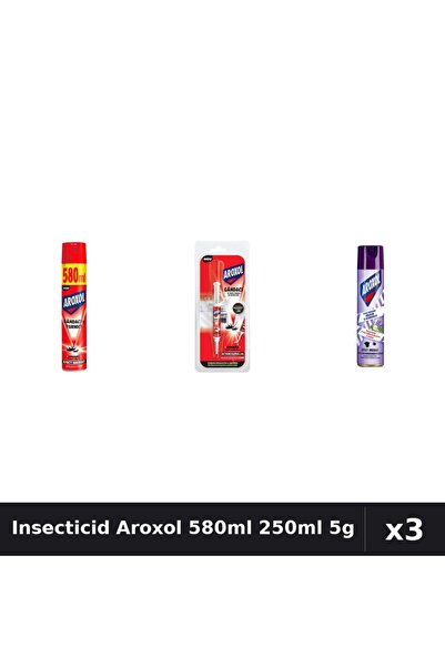 Aroxol Set 3 Spray Insecticid 580ml, 250ml + Pastile Anti-Insecte 5g - Protecție