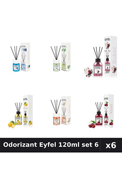 Eyfel Set 6 Odorizante Camera Betisoare 120ml - Cool Water, Iasomie, Bouquet,...