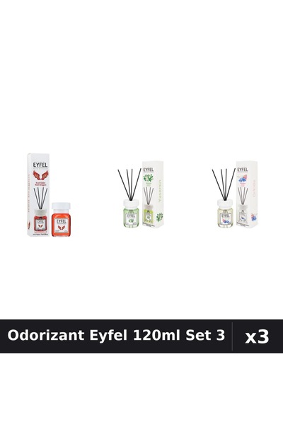 Eyfel Set 3 Odorizant Camera Betisoare 120ml - Iasomie, Orhidee, Red Dragon