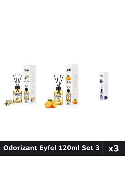 Eyfel Set 3 Odorizant Camera Betisoare 120ml - Mâna Maicii Domnului, Portocal...
