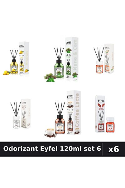 Eyfel Set 6 Odorizante Camera Betisoare - 6 Arome Asortate, 120ml Parfum