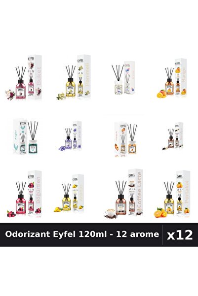 Eyfel Top Bottom Set of 12 Room Air Fresheners with Reeds 120ml - 12 Assorted...